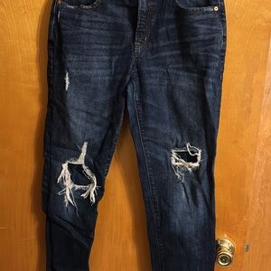 Distressed Dark Blue Women's Jeans
